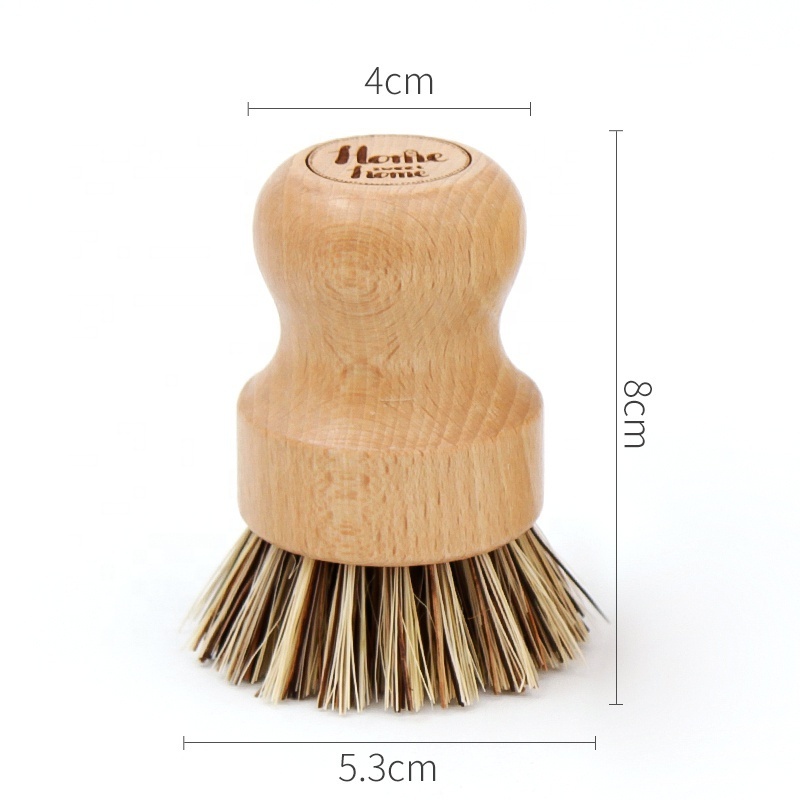 Plastic Free label Natural wood bristles Kitchen bamboo Dish washing Pot brush for cleaning set kitchen brush cleaning semen box