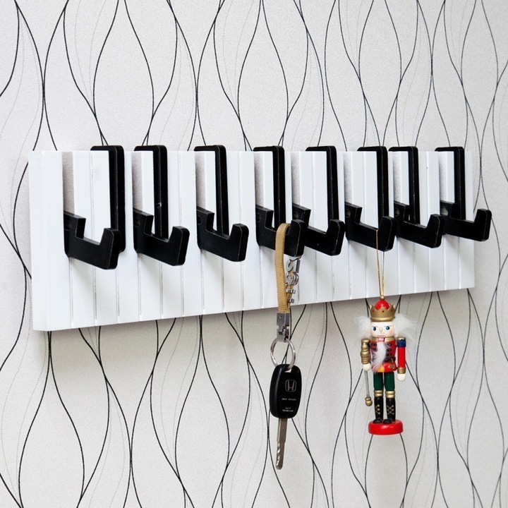 Wall Mounted Piano Keys Artistic Coat Hook Heavy Duty Hanger Wooden Hat Hanging Coat Piano Wooden Coat Racks