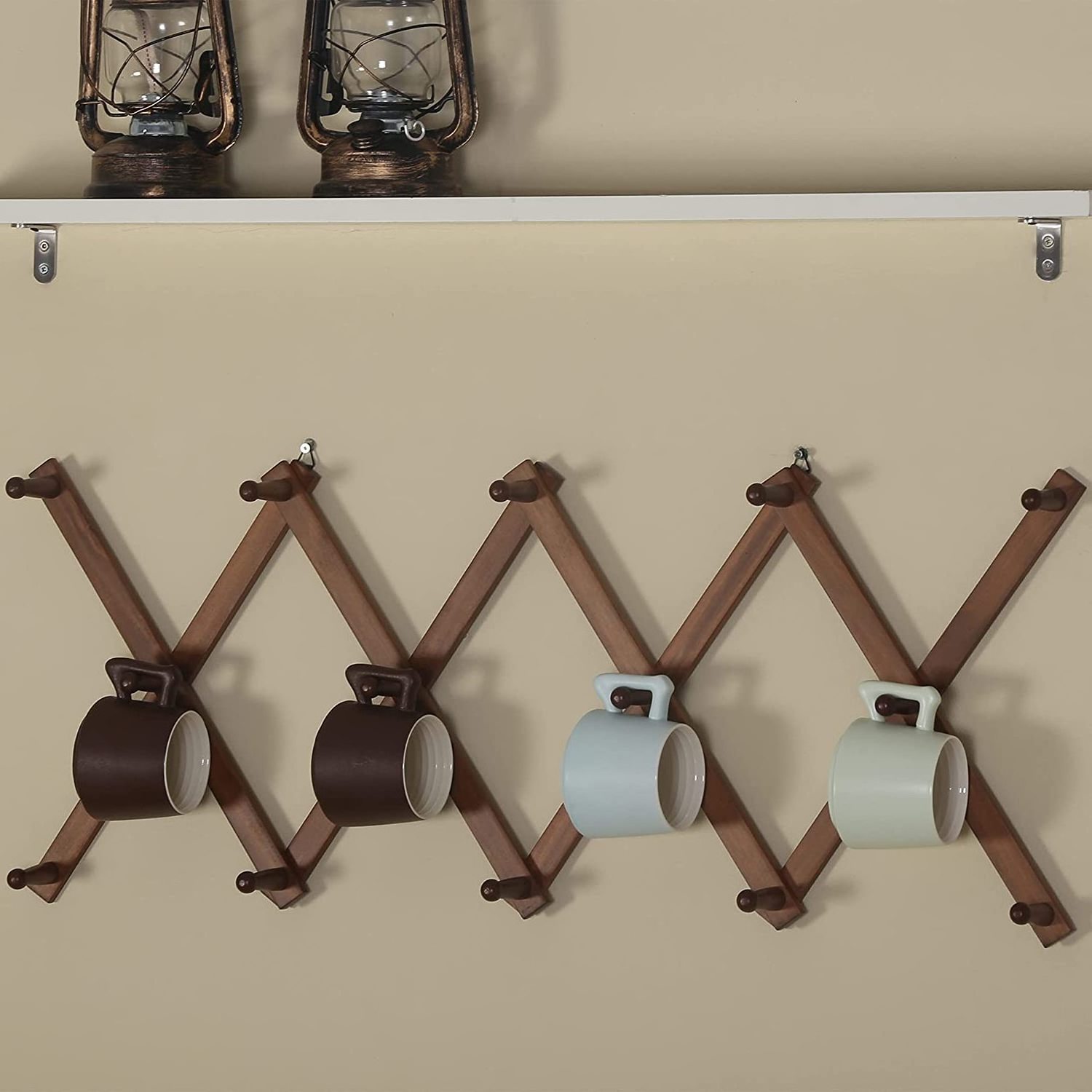 Hot sell wooden expandable coat rack accordion wall hanger coat racks