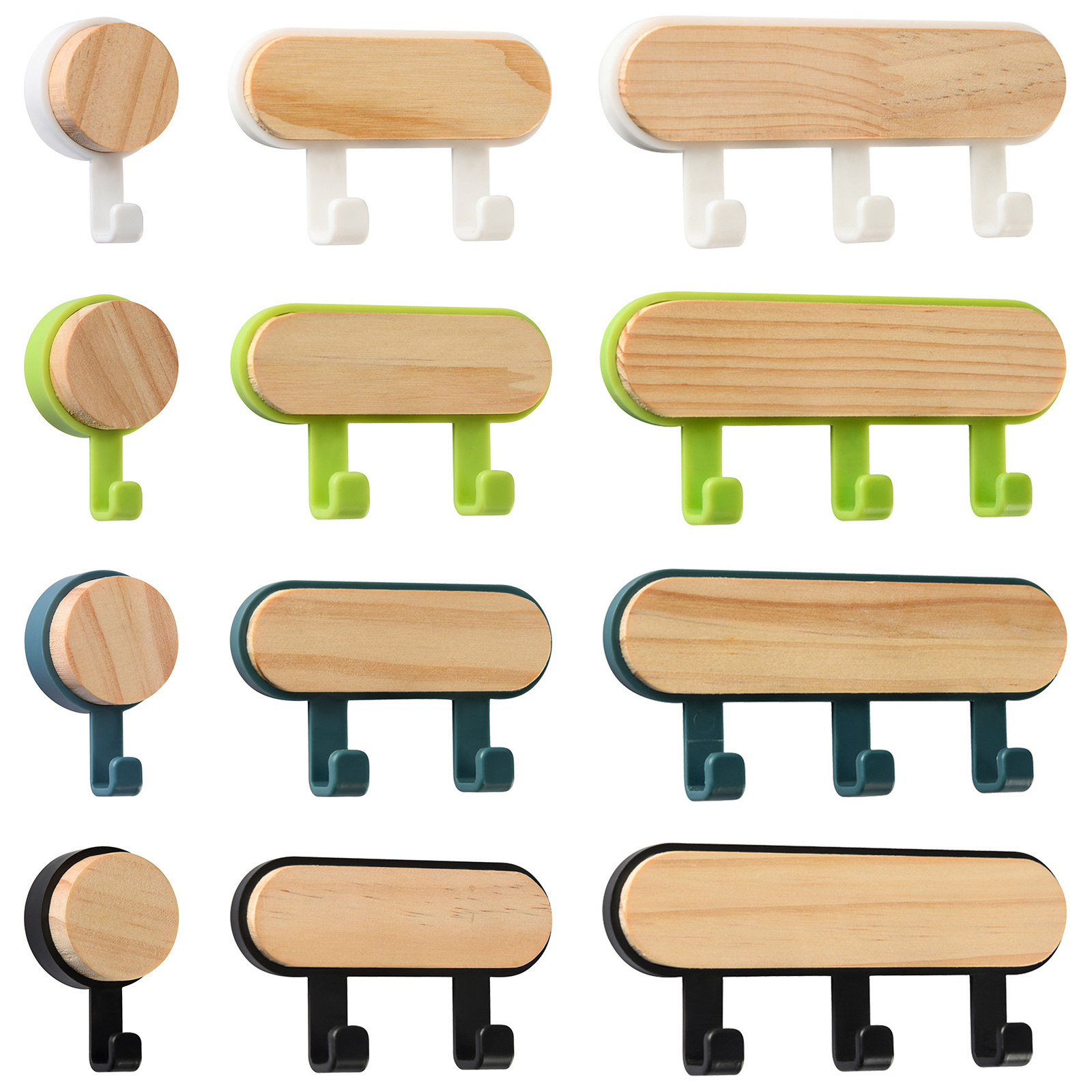 Hot Sells PUSELIFE modern button adhesive wall coat rack wood coat hooks