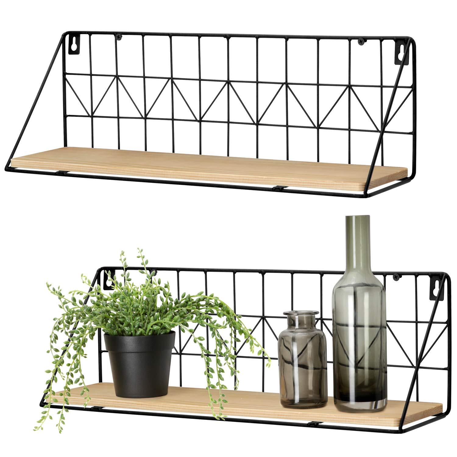 Hot Selling Wall-Mounted Metal Storage Rack Wall Iron Wire Floating Shelf for Living Room