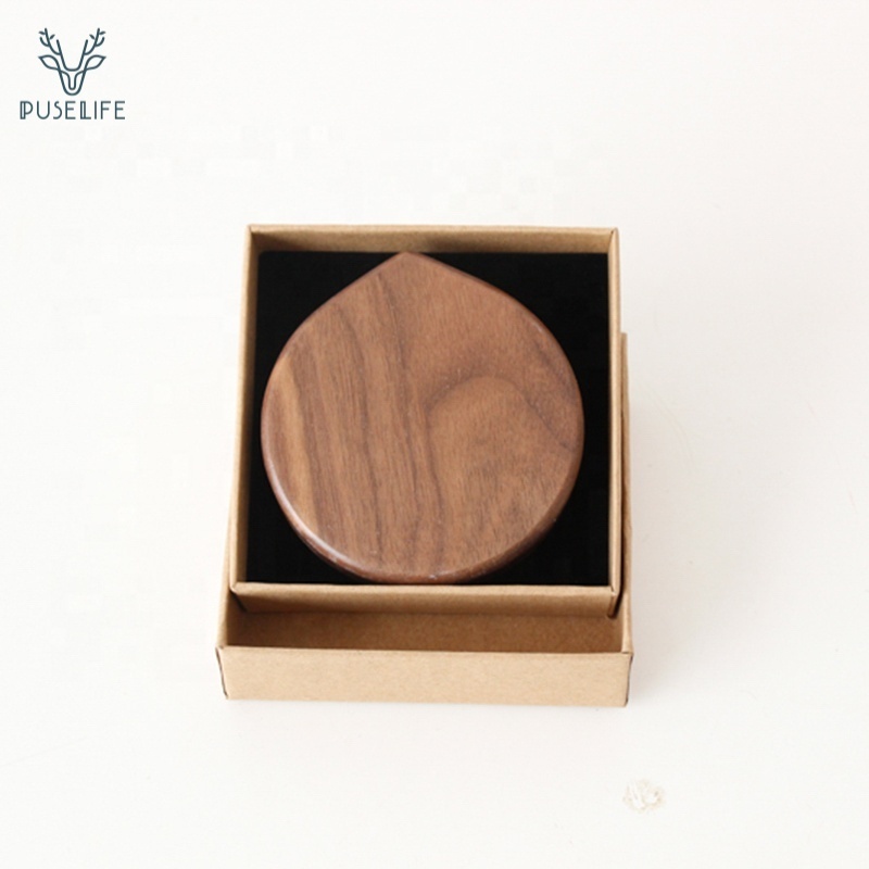 Wholesale Customized LOGO Round Wood personalized makeup round mini hand held Pocket hand Mirror