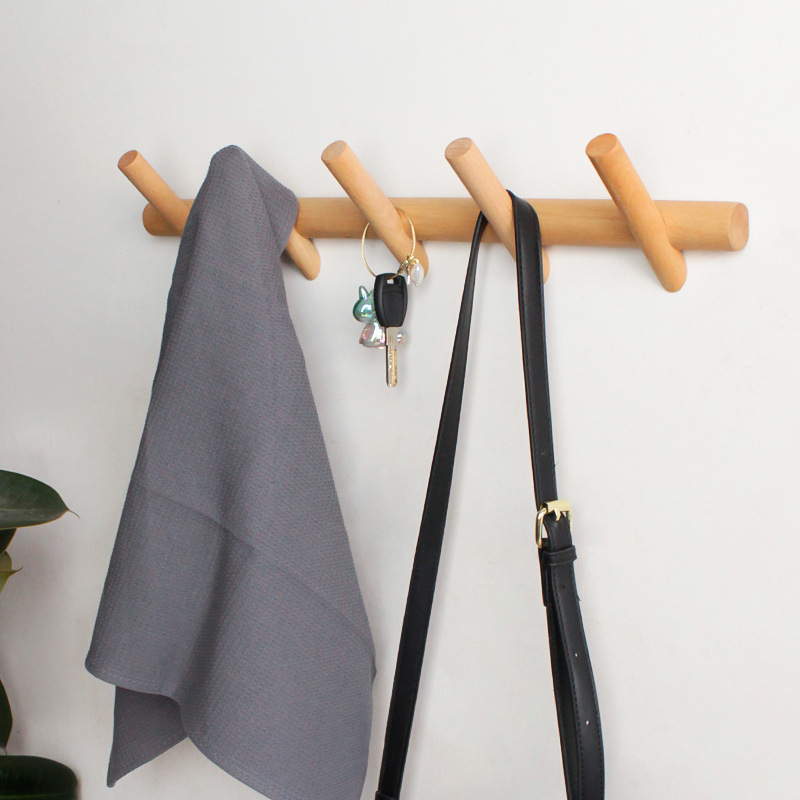 PUSELIFE Wall Mounted Coat Rack Bamboo Wall Coat Rack Hooks Coat Hat Hanger Hooks Over Door Bathroom Hook Hanger