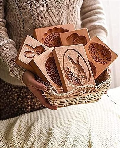 New Design Wooden Cookie Mold Cutter Kitchen Cake Bakery Gadgets Wooden Gingerbread Cookie Moulds