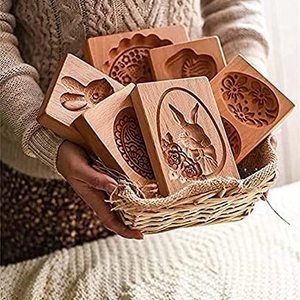 New Design Wooden Cookie Mold Cutter Kitchen Cake Bakery Gadgets Wooden Gingerbread Cookie Moulds