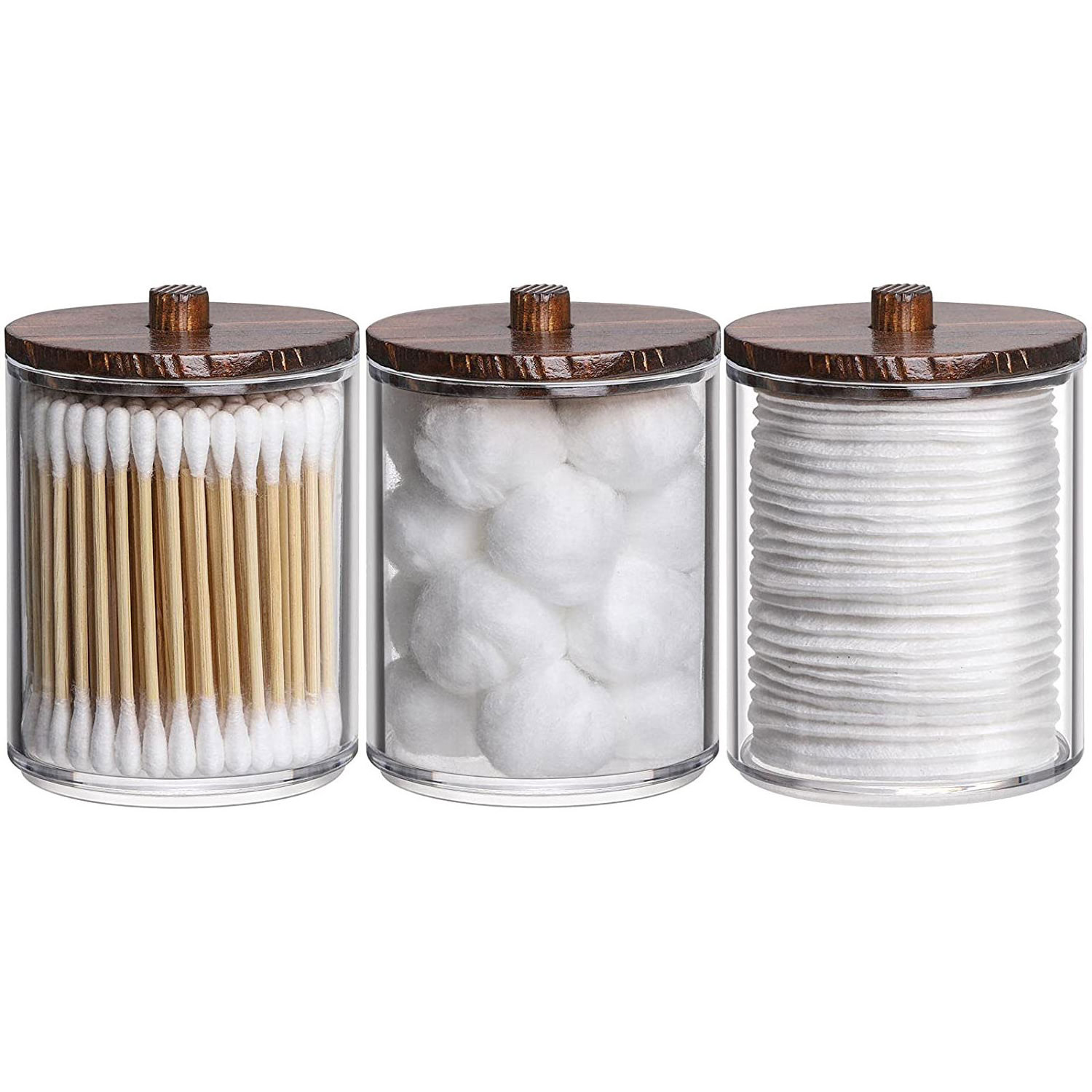 Cotton Swab Pads Holder,Qtip Cotton Buds Ball Dispenser,Bathroom Containers Clear Apothecary Jar For Storage