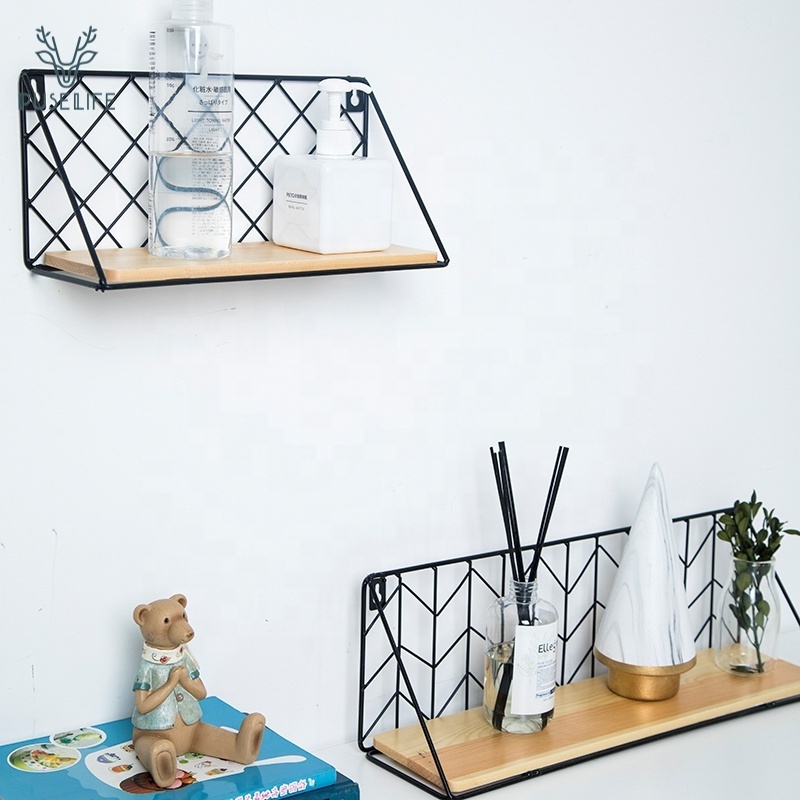 Wholesale New Style household basket wire wall storage basket wall hanging shelf