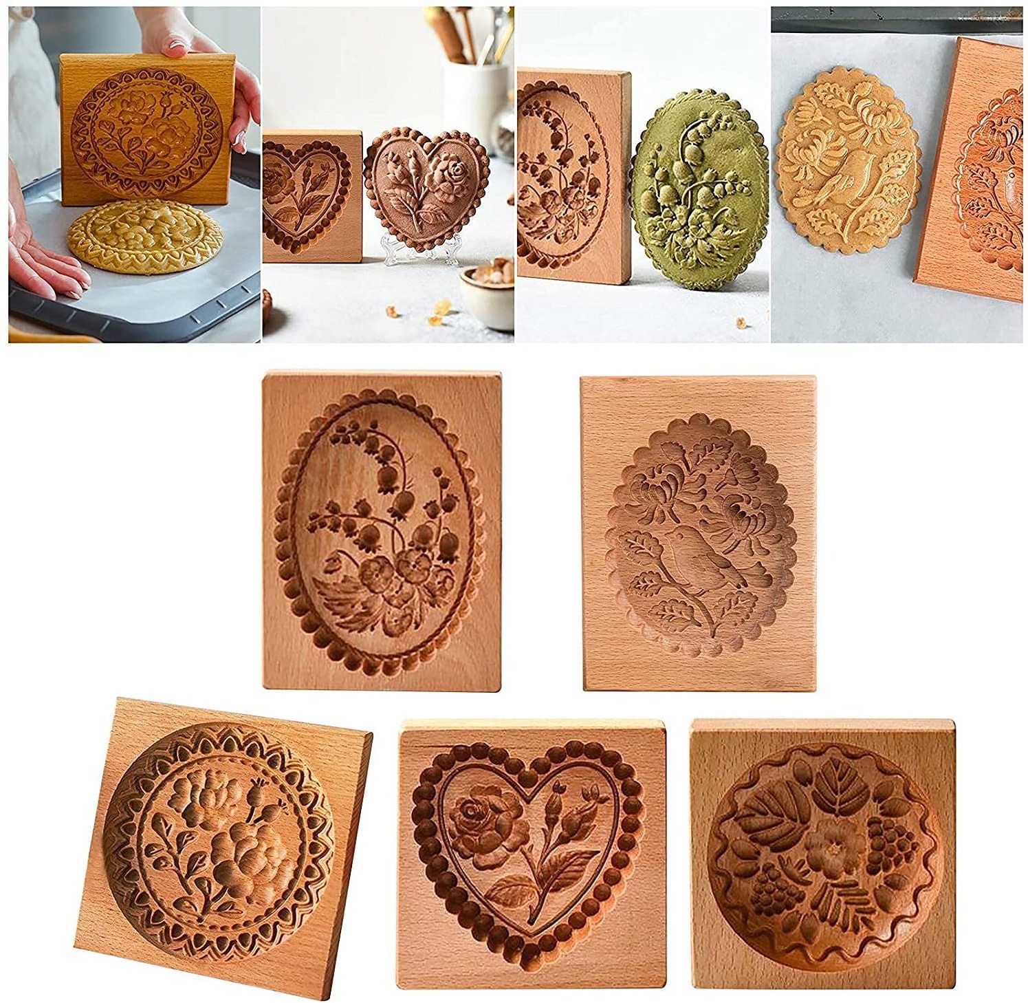 New Design Wooden Cookie Mold Cutter Kitchen Cake Bakery Gadgets Wooden Gingerbread Cookie Moulds