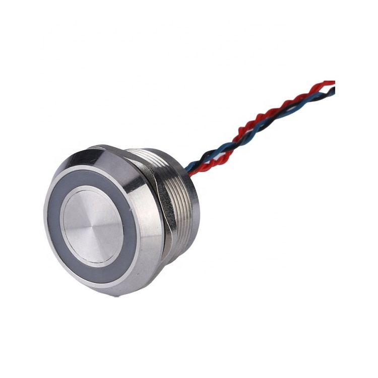 22mm 12vot 24V led the waterproof momentary latching finger in  metal momentary piezo switch with led