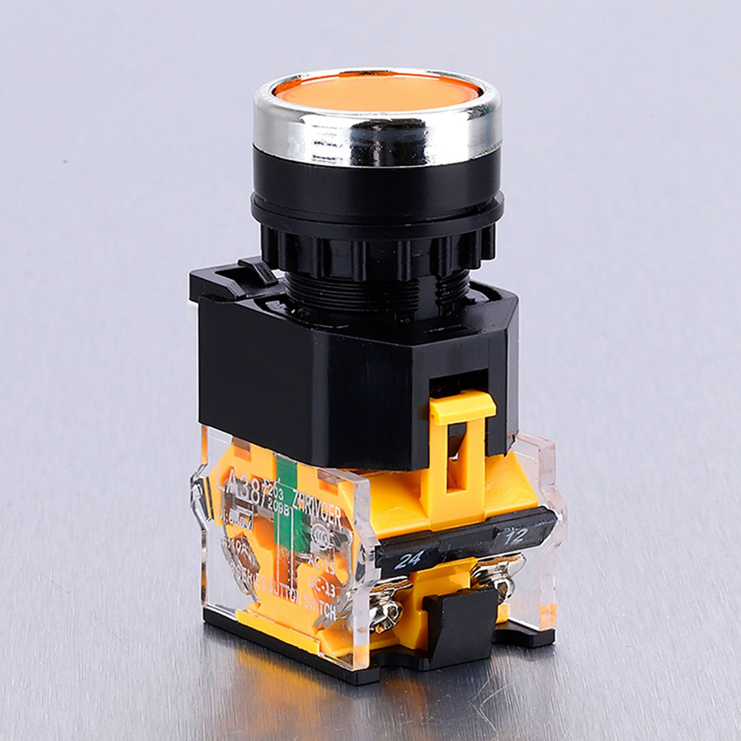 22mm Black/white/red/green/blue/yellow Head self-locking/self-resetting  Push Button Switch 1No1Nc/2NO/2NC