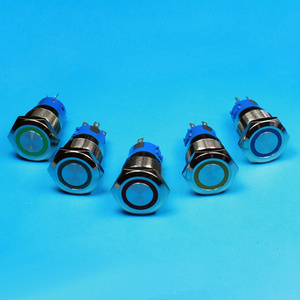 16mm momentary metal waterproof automotive push button switch for kitchen hood 12v blue light switch