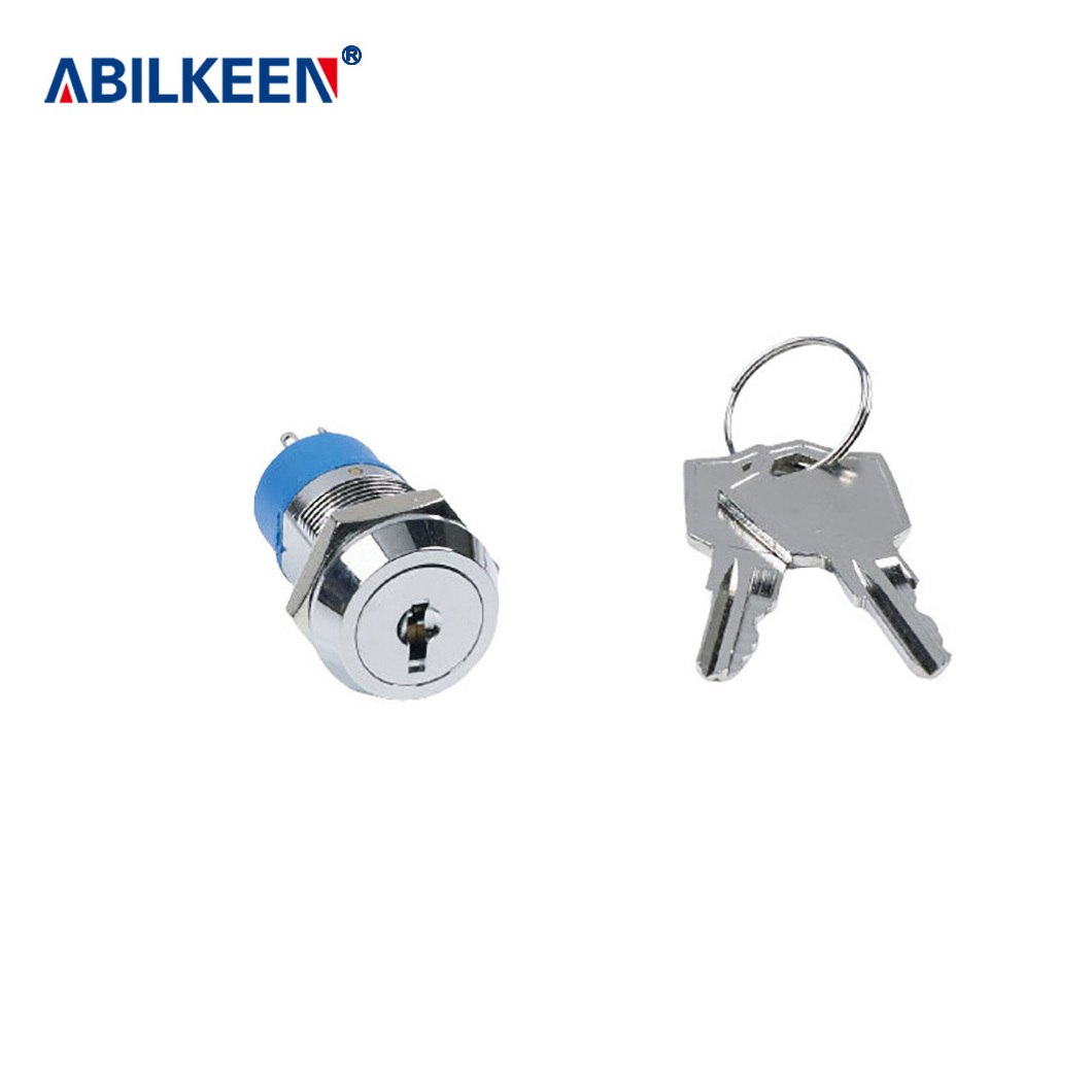 Bright chrome plated dust installed elevator door light key energy saving contact switch for lock box hole size 19mm