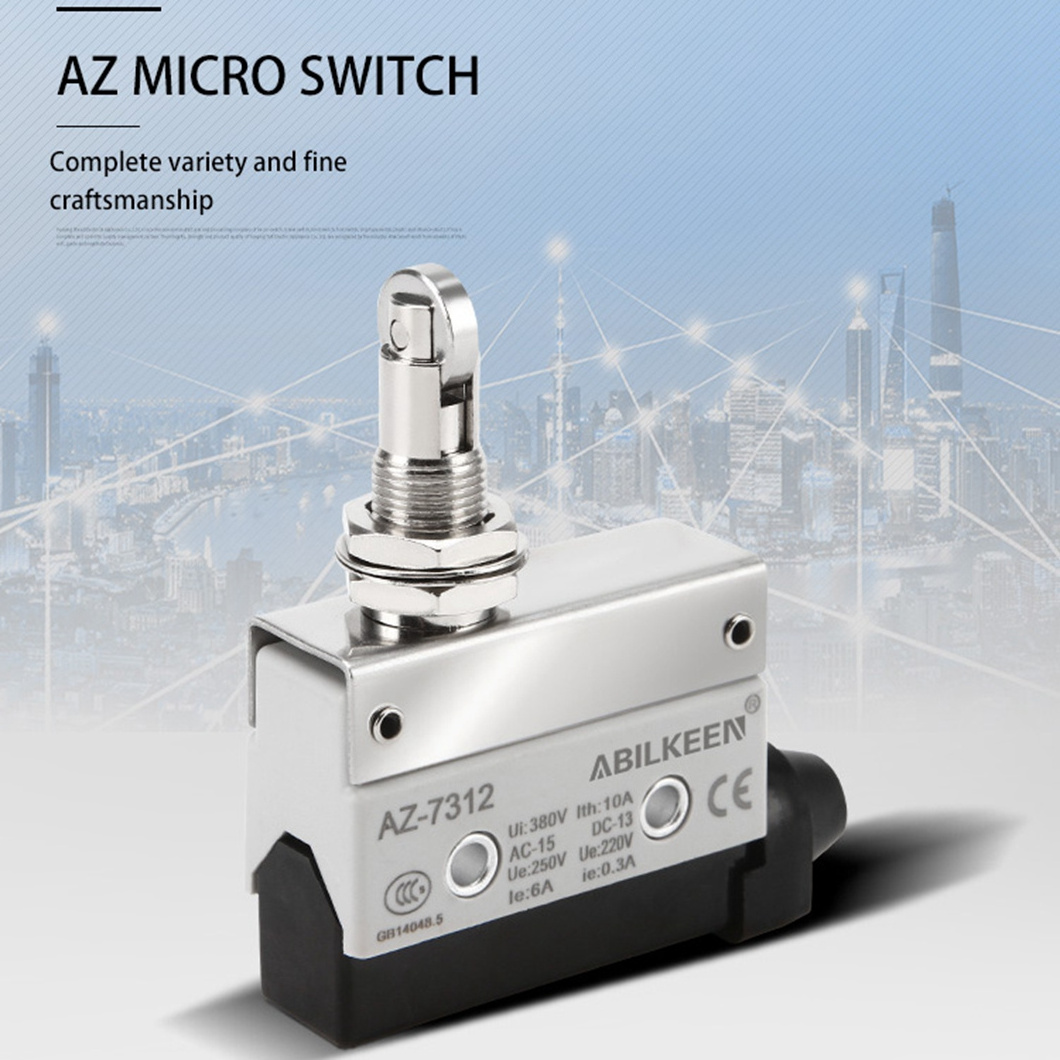 AZ-7312 Horizontal Limit Switch with Spring Wire Reversed Hinge Roller Lever Type 12V DC Limit Switch elevator limit switch