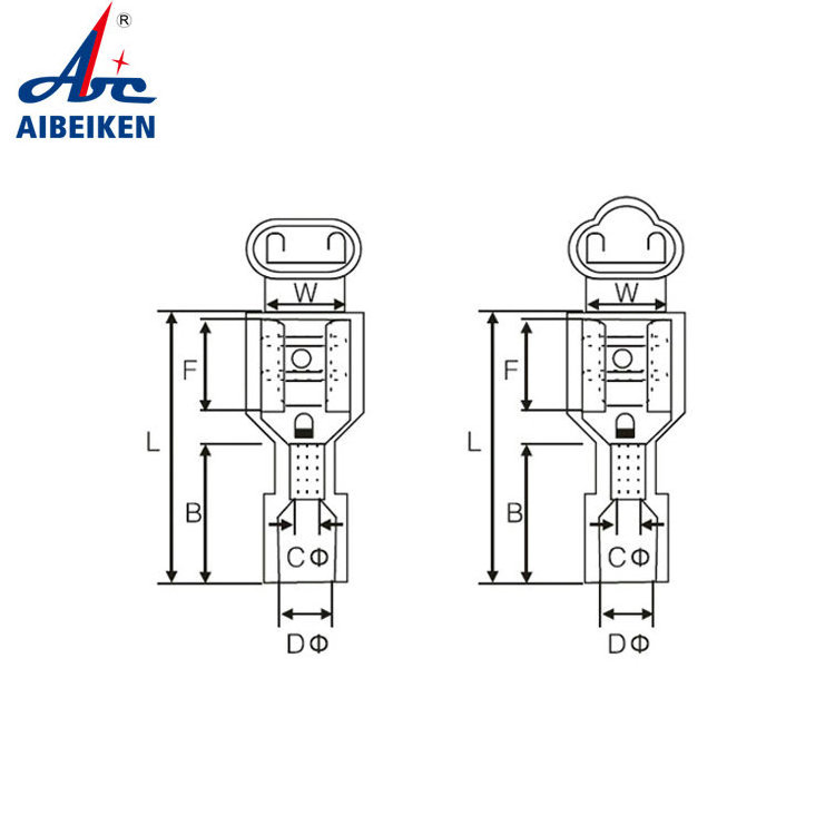 DOUBLE FDFNYD CRIMP FULL-INSULATING FEMALE JOINT(NYLON) Terminal Female Spade Connectors Ket Terminal Blade