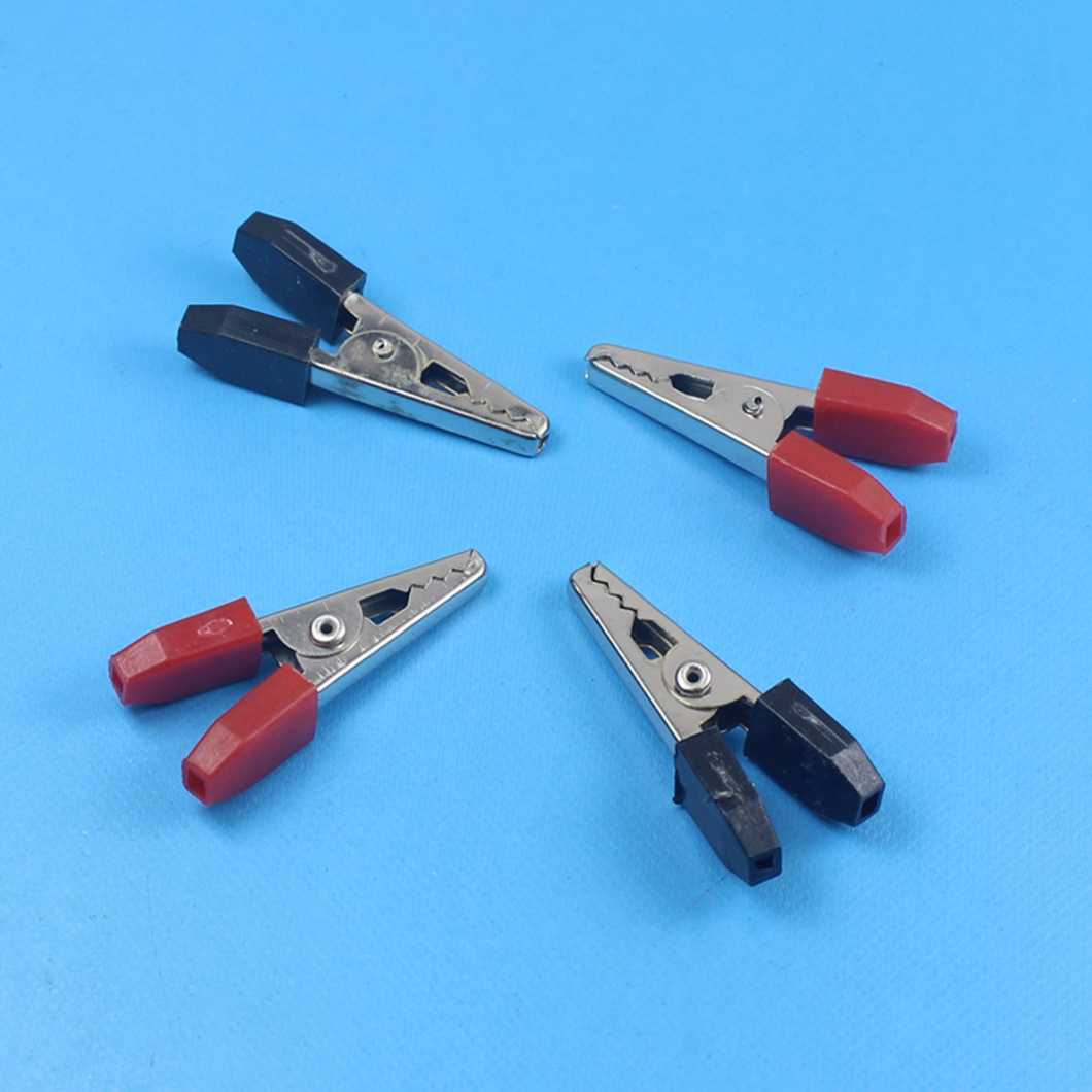 Nickel/Copper/Zinc plated steel Alligator Clip length 35mm open 6mm mini Alligator Clip with red/black plastic handle