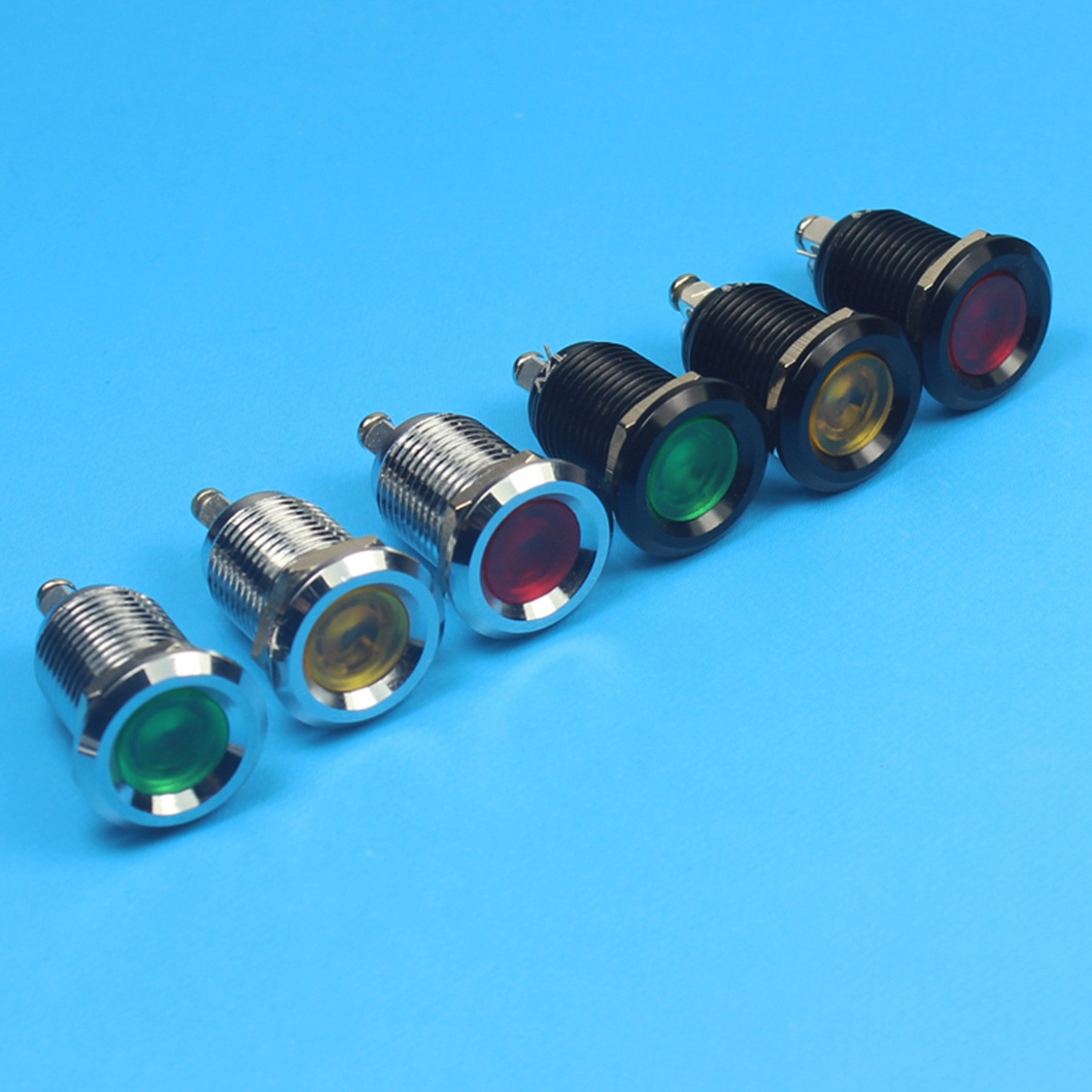 16mm flat herass copper plate light indicator switches red yellow 110V 220V dash panel indicator light with pins