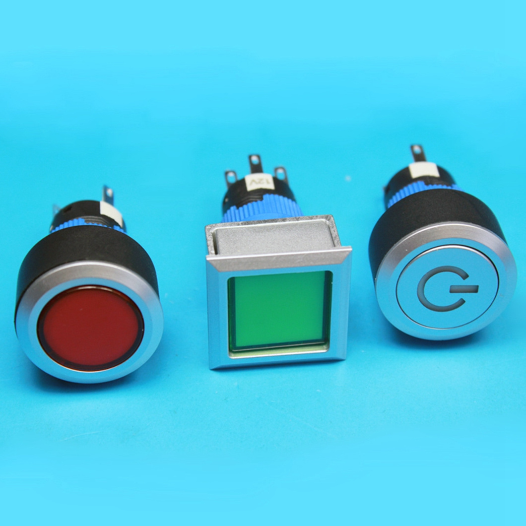 16mm momentary metal waterproof automotive push button switch for kitchen hood 12v blue light switch