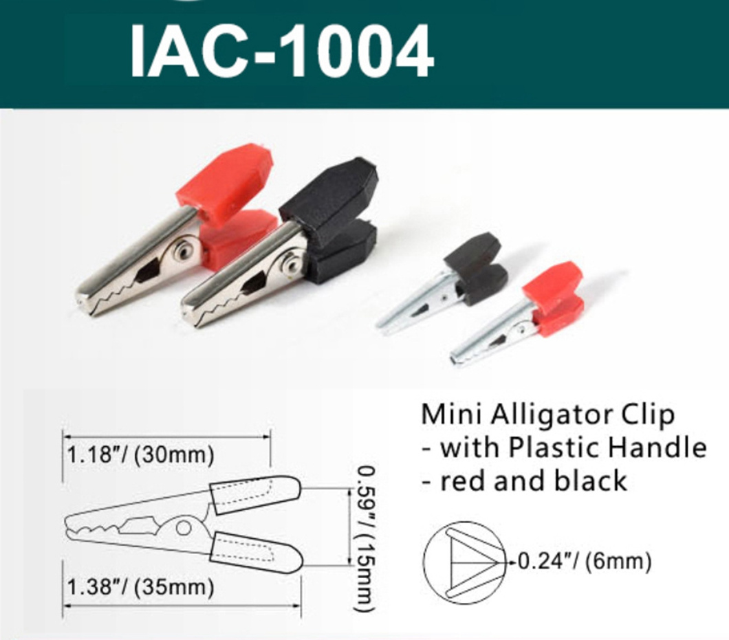 Nickel/Copper/Zinc plated steel Alligator Clip length 35mm open 6mm mini Alligator Clip with red/black plastic handle