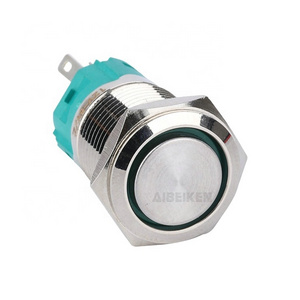 High-performance 5Pin Momentary Ring Led 1NO1NC Flat Round Waterproof IP65 Metal 16mm Switch Push Button for Motorcycle