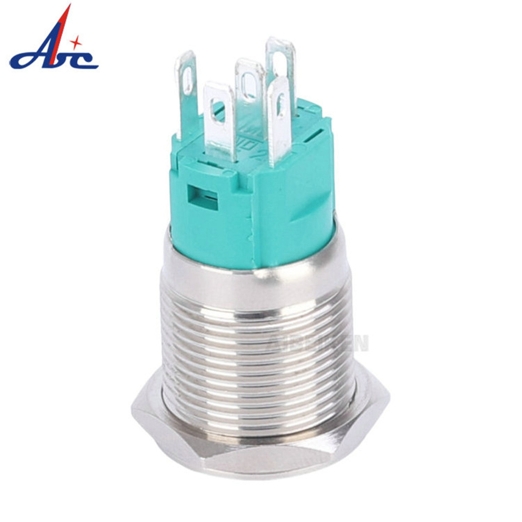 16 mm Waterproof IP65 High 1NO1NC 12v Power logo 3A Micro stainless steel Pin Momentary Metal Push Button Switch for motorcycle