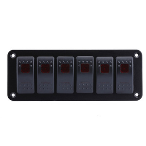 Marine Boat Rocker Switch Panel Six Ports 12V-24V Lighted LED Color On Off Toggle Waterproof Marine Rocker Switch Panel for Car