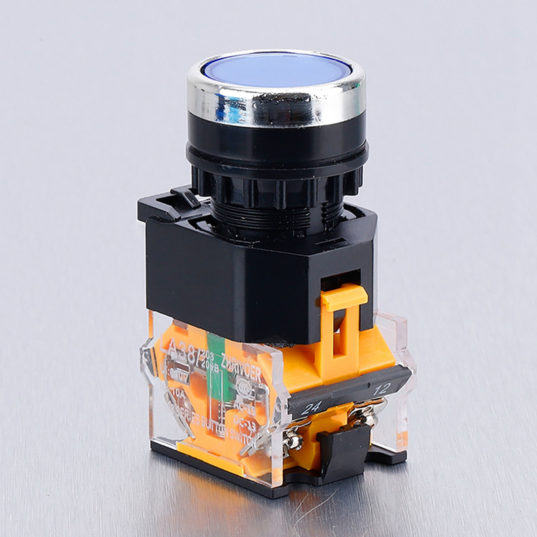 22mm Black/white/red/green/blue/yellow Head self-locking/self-resetting  Push Button Switch 1No1Nc/2NO/2NC