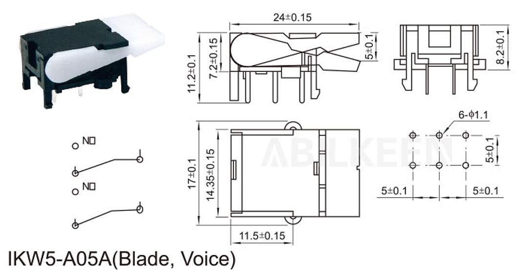 IKW5-A05A 2p2t hook phone switch telephone line switch with sound DC60V 0.2A