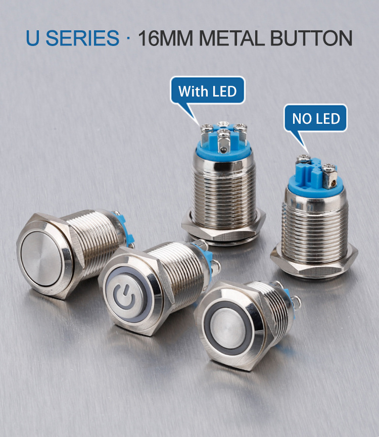 High voltage current power switches 12/16/19/22mm Momentary LED Push Button Switches Power Waterproof Used Cars Switch