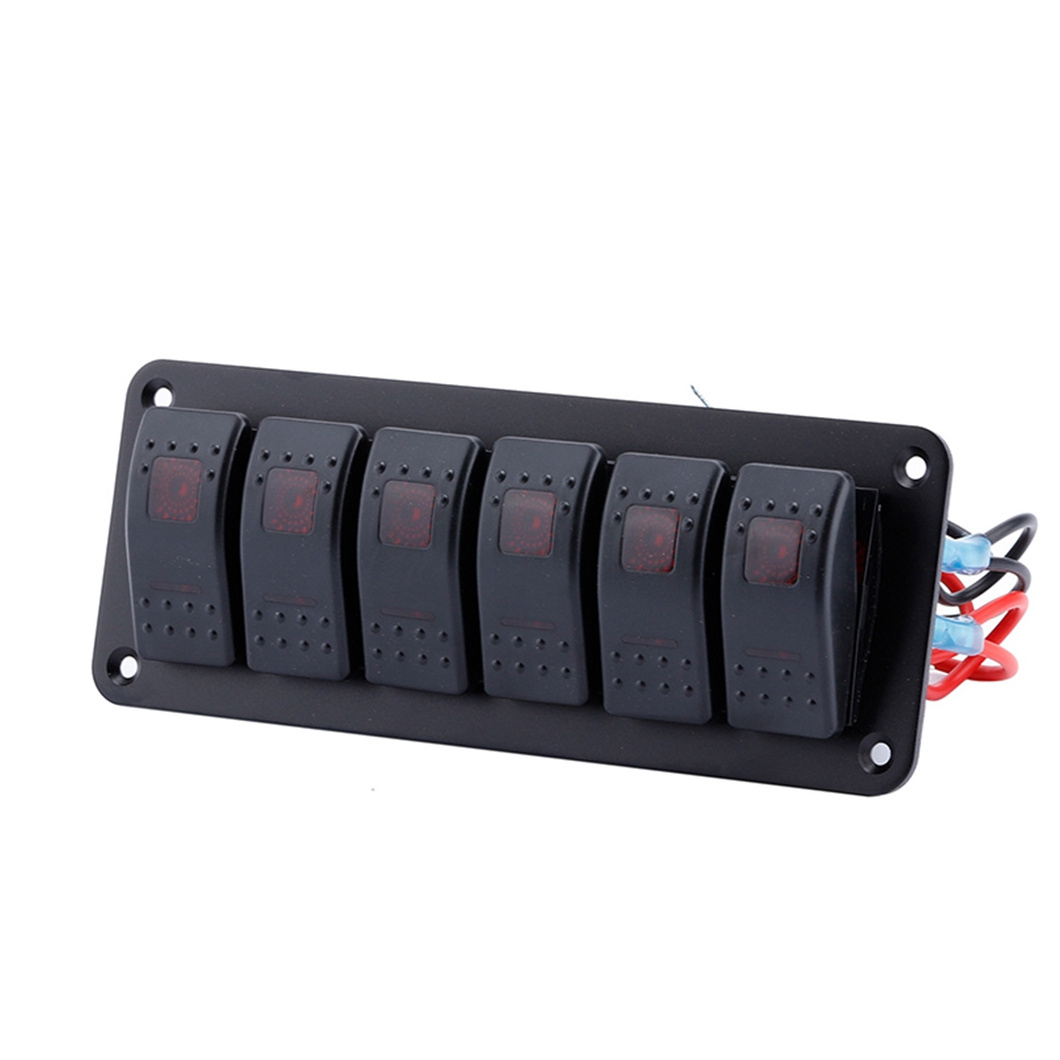 Marine Boat Rocker Switch Panel Six Ports 12V-24V Lighted LED Color On Off Toggle Waterproof Marine Rocker Switch Panel for Car