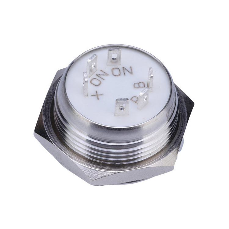 19mm 1NO 4pins momentary pushbutton switches unlocked flat head waterproof 12v ring illuminated push button switch