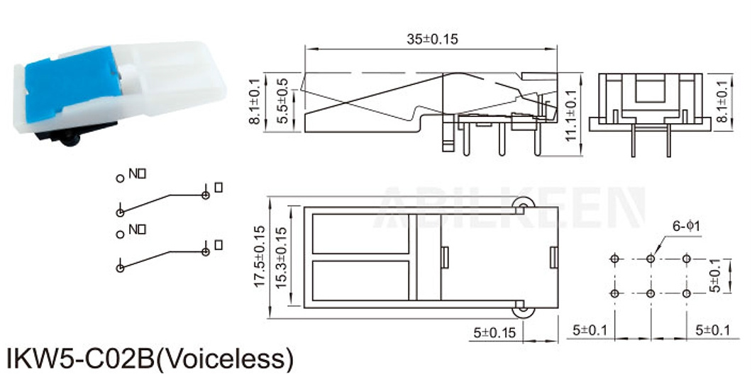 IKW5-C02B electrical equipment push button telephone hook switch without sound