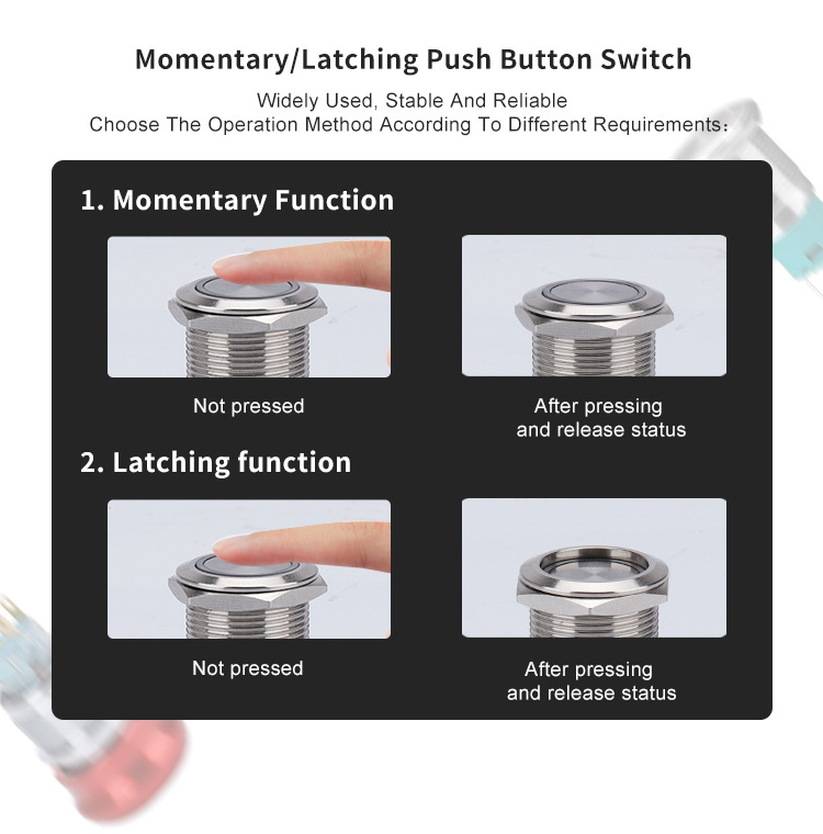 22mm 3Pin 1NO1NC Key Switches 5A 250VAC Waterproof Latching 2 Position Stainless Steel On Off Key Switch