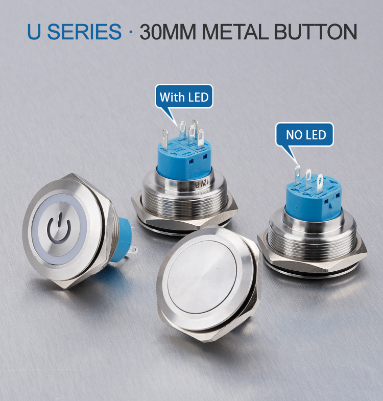 High voltage current power switches 12/16/19/22mm Momentary LED Push Button Switches Power Waterproof Used Cars Switch