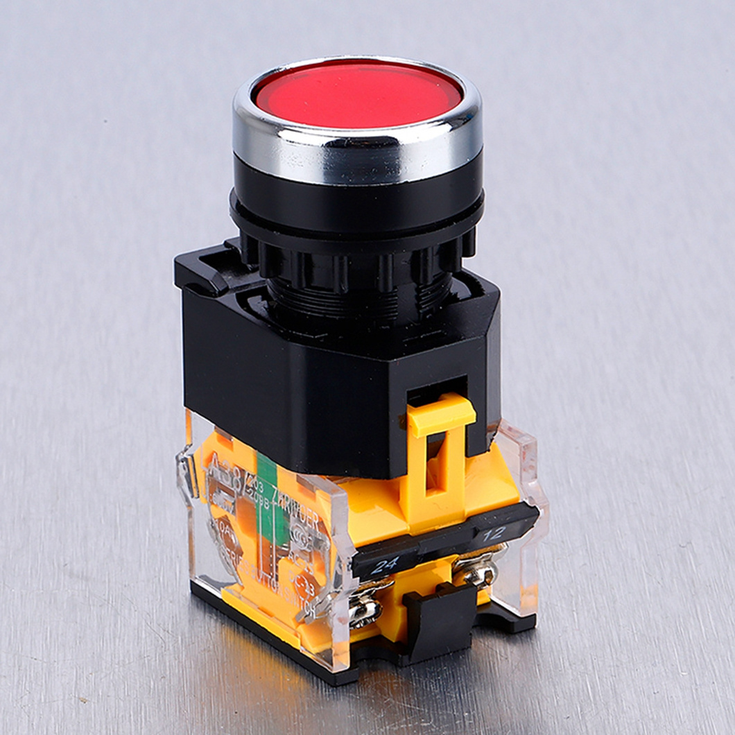 22mm Black/white/red/green/blue/yellow Head self-locking/self-resetting  Push Button Switch 1No1Nc/2NO/2NC