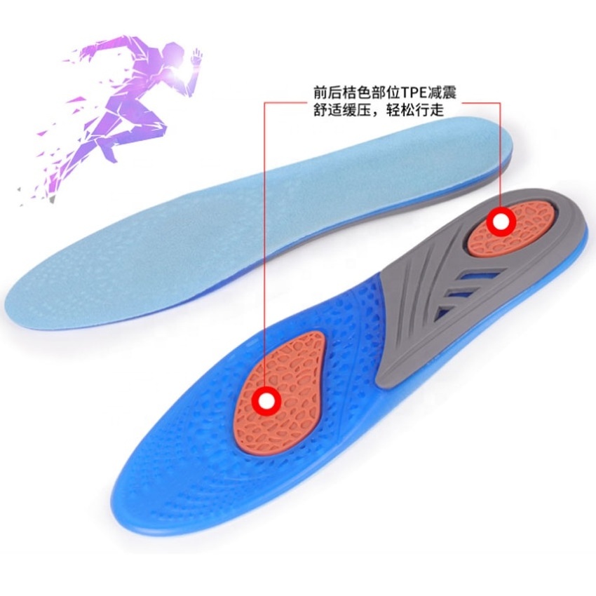 Silicone Insoles TPE Insoles for Men and Women with High Shock Absorption and Perspiration Absorption Soft Sole Sports Insoles