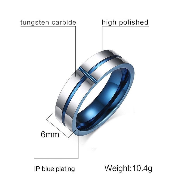 Thin Blue Line Men's Tungsten Rings Wedding Brand Tungsten Carbide Rings For Men Fashion Jewelry vendors