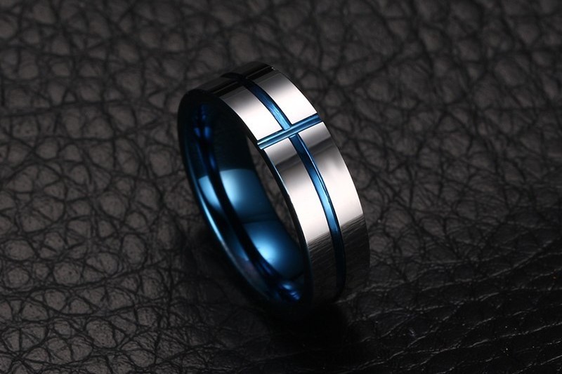 Thin Blue Line Men's Tungsten Rings Wedding Brand Tungsten Carbide Rings For Men Fashion Jewelry vendors