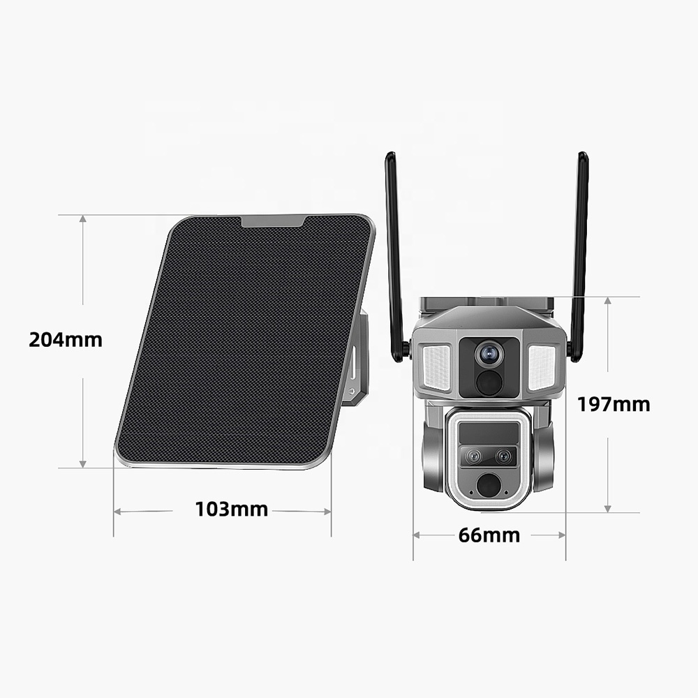 Saikiot 4G WIFI All in One Solar PTZ Camera 10X Optical Zoom 2K 4MP 3 Lens Night Vision Solar Panel Powered 4G WIFI Solar Camera