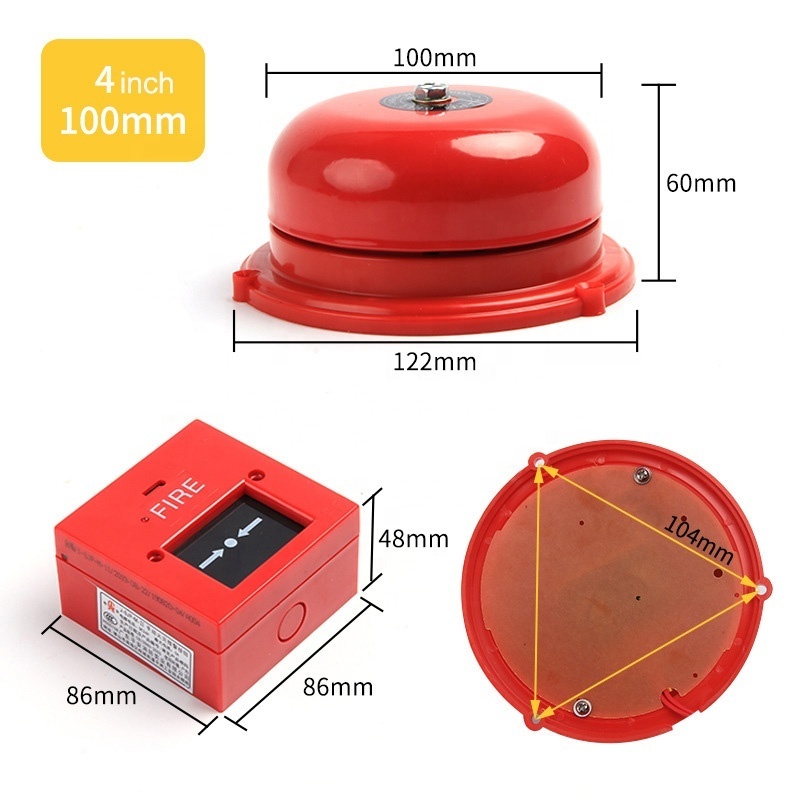 Saikiot 4/6/8/10/12inch Fire Alarm Emergency System Break Glass Manual Fire Alarm Safety Fire Ring Alarm Bell