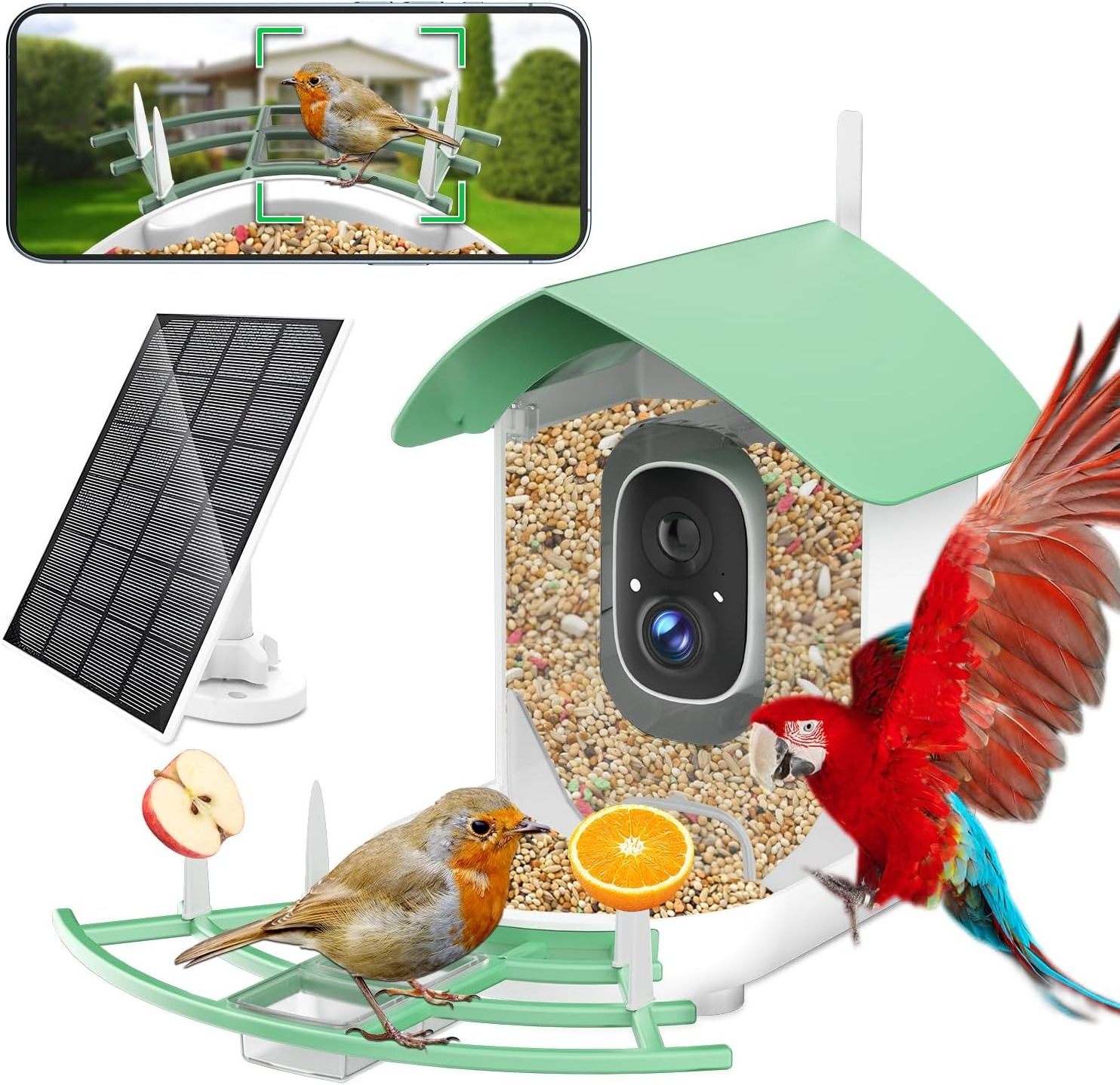 Saikiot Smart 1080P Bird Feeder with Camera WIFI APP Remote Monitoring AI Bird Camera Wireless 2MP Outdoor Bird Feeder Camera