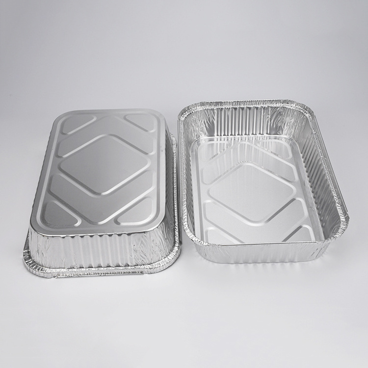 Wholesale restaurant disposable takeaway food baking pan tray plate box aluminum foil containers with lid