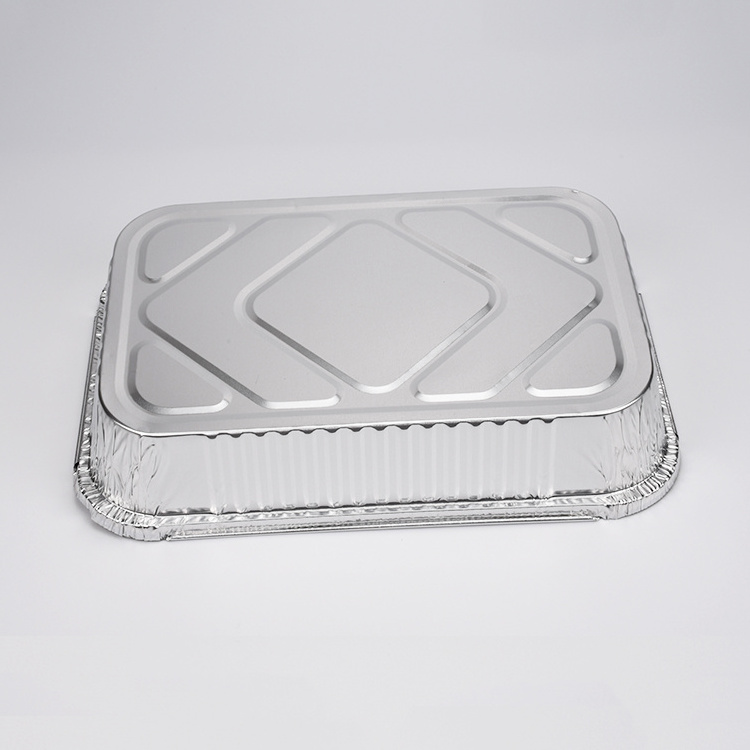 Wholesale restaurant disposable takeaway food baking pan tray plate box aluminum foil containers with lid