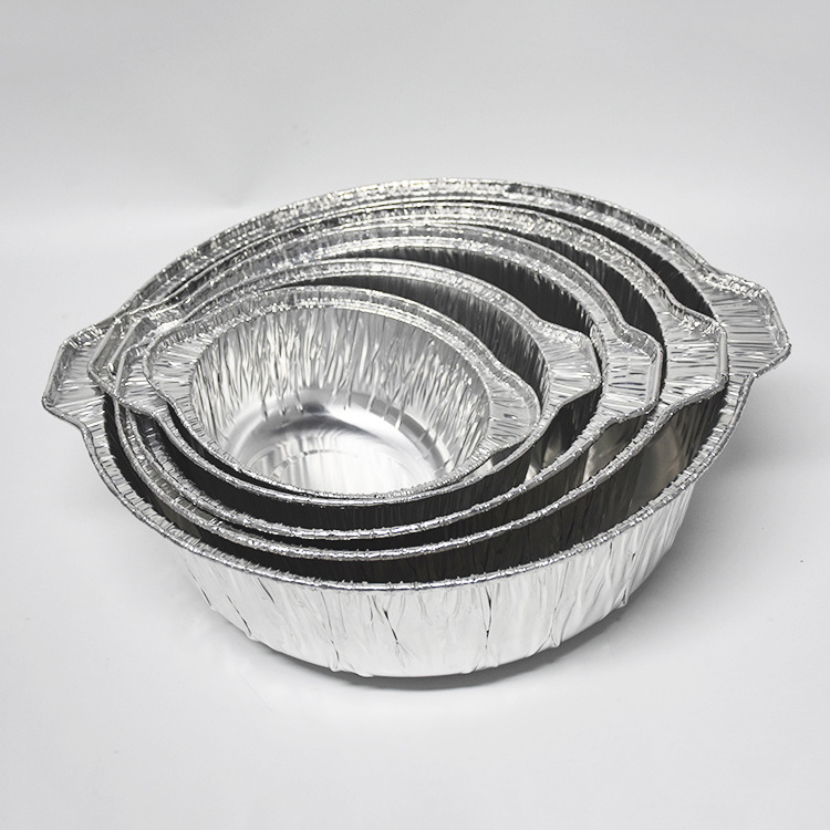 Heavy Duty Disposable Food Takeaway Packaging Aluminum Foil Pots with Foil Lid