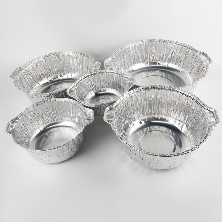 Heavy Duty Disposable Food Takeaway Packaging Aluminum Foil Pots with Foil Lid