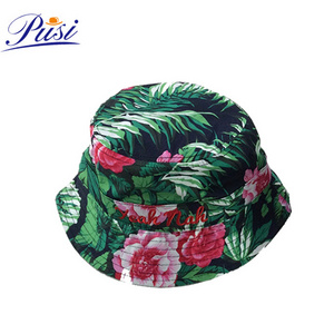 Floral sublimation print fashion cap fisherman hat custom wholesale women tropical bucket hats