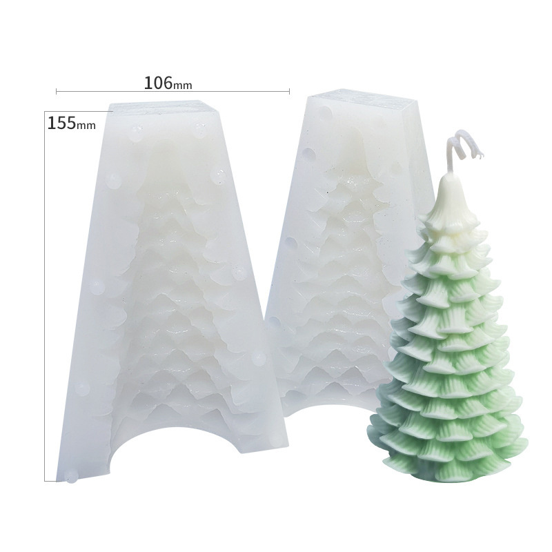 PUSISON 3D Christmas Candle Mold Silicone for Candle Making Xmas Pine Tree Silicone Soap Molds DIY Aromatherapy Wax Candles