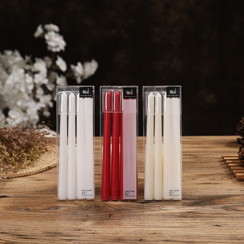 PUSISON European White Long Rod Candy Color Candle Pillar Beeswax Black Pillar Candles Bulk for Home Decoration Wedding Party