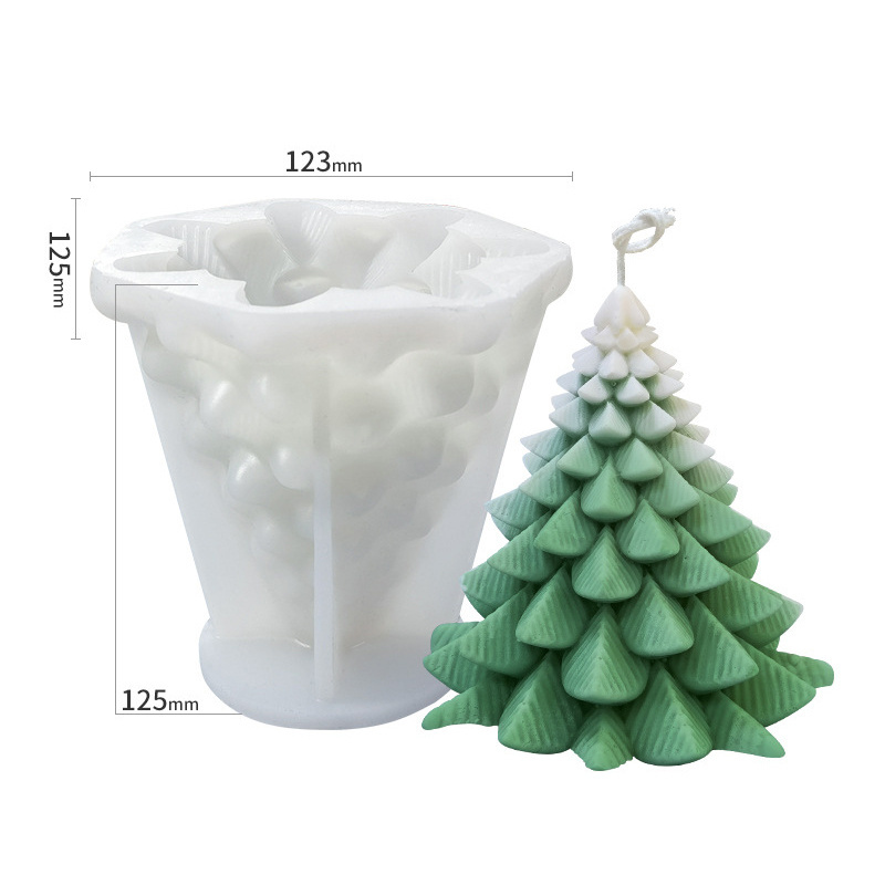 PUSISON 3D Christmas Candle Mold Silicone for Candle Making Xmas Pine Tree Silicone Soap Molds DIY Aromatherapy Wax Candles