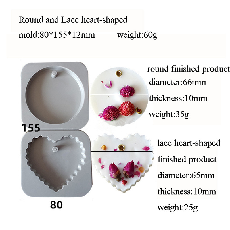 PUSISON DIY Polygon Scented Wax Sheet Candle Mold Luxury Custom Wax Candle Mold Round Lace Heart-Shaped Candle Mold