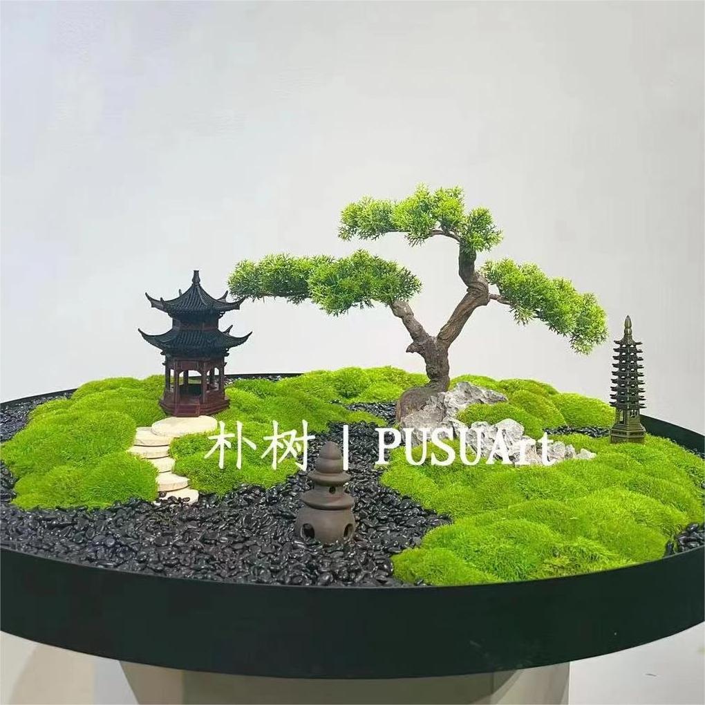 Vertical Garden Green Artificial Plant Wall Decor Artificial Moss Rocks Decorative Faux Green Moss